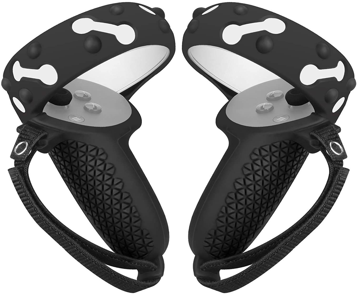 Touch Controller Silicone Grip Cover Voor Oculus Quest 2 Accessoires Siliconen Beschermende Ring Cover Handvat Beschermhoes: Black