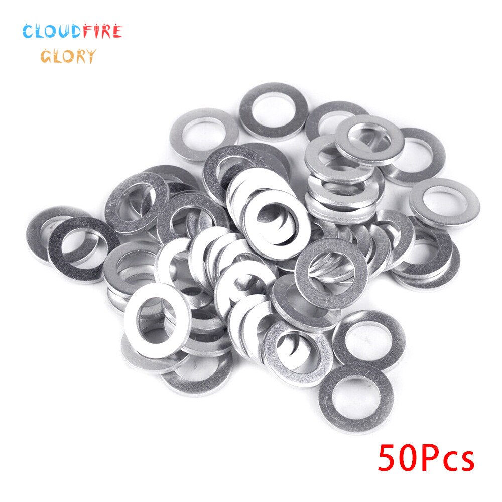 CloudFireGlory 50Pcs Car Engine Oil Drain Plug Metal Crush Washer Seal O-Ring Gasket 12mm ID. 20mm OD.