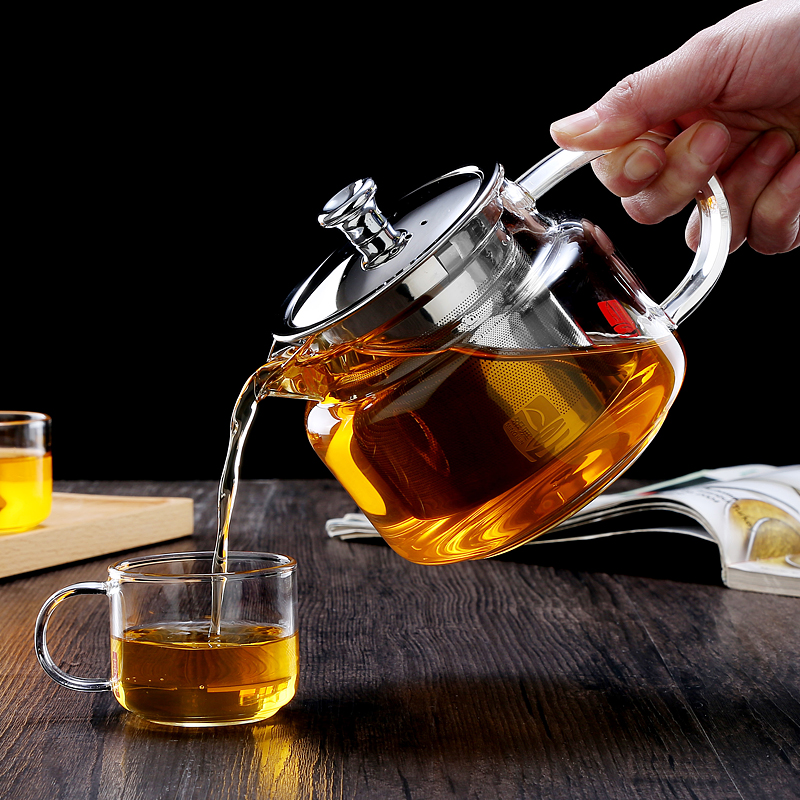 Théière en verre haute température résistant à la chaleur ménage petit thé set filtre épaissi anti-déflagrant verre eau bouillante LO1093