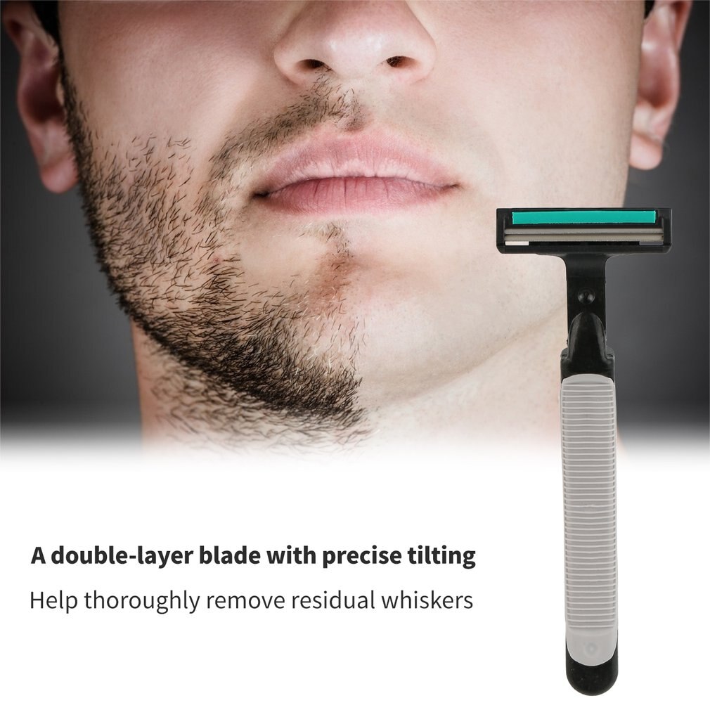 (1 Handvat + 30 Stuks Dubbele Lagen Bladen) mannen Mannelijk Lichaam Gezicht Scheren Scheermes Handleiding Scheermesjes Voor Standaard Baard Scheerapparaat Trimmer