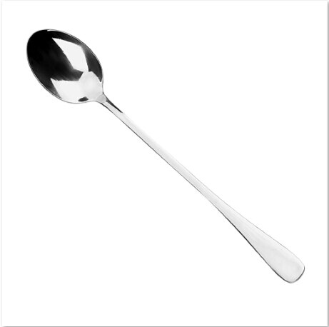 HOOMIN 19.5 CM Spoon Stainless Steel Long Handle Spoon Ice Cream Tea Coffee Spoons Home Kitchen Accessoeies Tableware: Silver