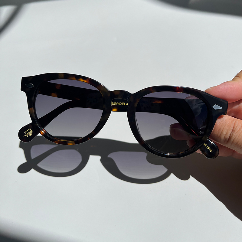Store lemtosh maydela vintage acetat solbriller til herrer og kvinder ovale polariserede briller med stort ansigt: Lyserød