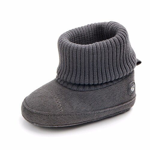 Baby Meisjes Jongens Laarzen Opvouwbare Sok Schoenen Infant Babyschoenen Herfst Winter Warme Laarzen 0-18 Maanden Peuter leuke Laarzen: dark gray / 2