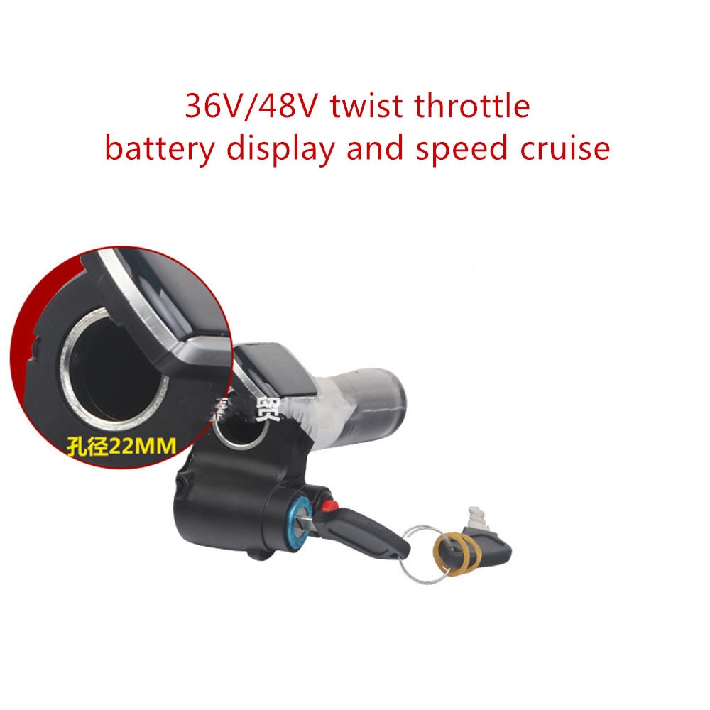 36V 48V Elektrische Fiets/Scooter/Motorfiets/Ebike Speed Gas Handvat/Gashendel/Gaspedaal Twist grip Zilver Kleur Cruise Functie