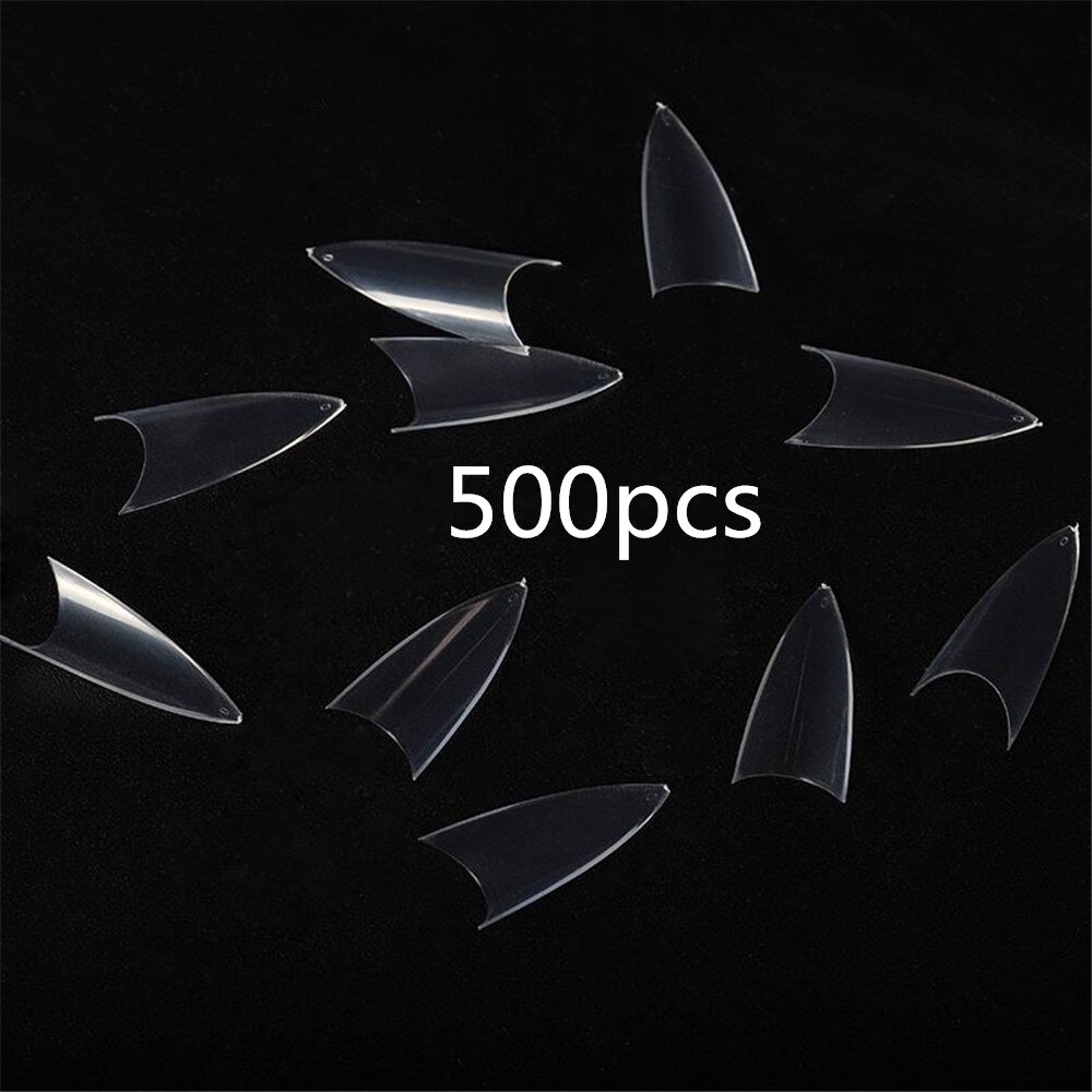 100 Pcs/500 Pcs Natural/Clear Nail Tips Lange Stiletto Nagels Nep Half Cover Kunstnagels Kunstmatige Druk op Nagels Voor Vrouwen Diy