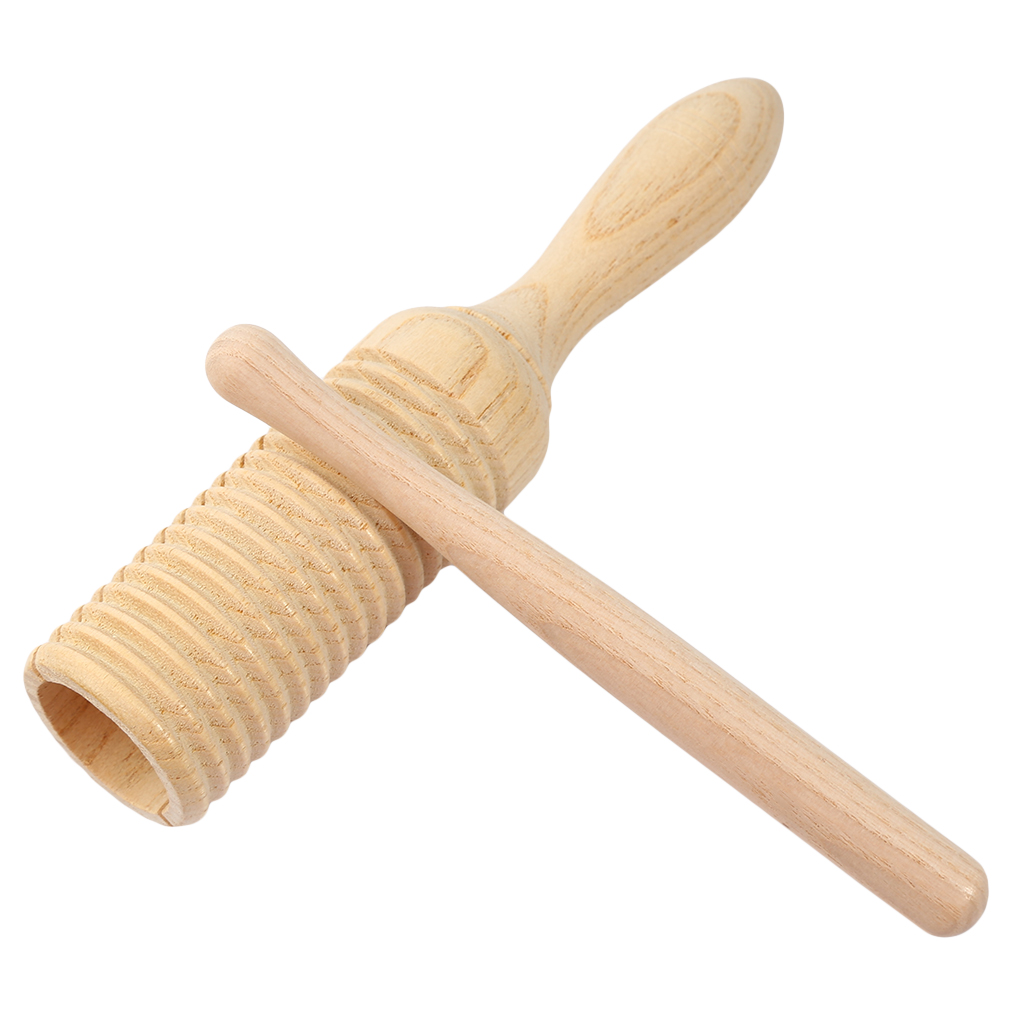 Træ musikinstrument til børn barnelegetøj lydrør lille enkeltgevind ring percussion cylinder krok frø tønde: Default Title