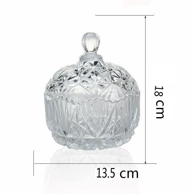 Vintage farge krystallglass oppbevaring hermetisert sukkerbokser diamant godteri boks bomullspinne boks bomullspad husholdningsoppbevaring: F