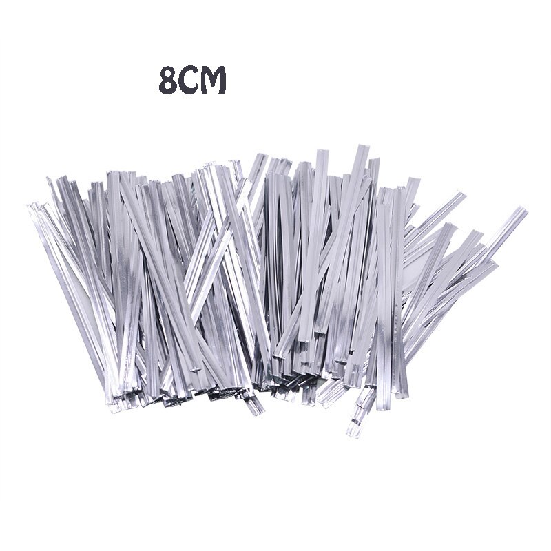 100Pcs Gold Draad Strik Binddraad Strikje Wikkelen Bags Afdichting Vaste Banden Lollipop Snoep Zak Koekjes Snack verpakking: 300pcs tie sliver