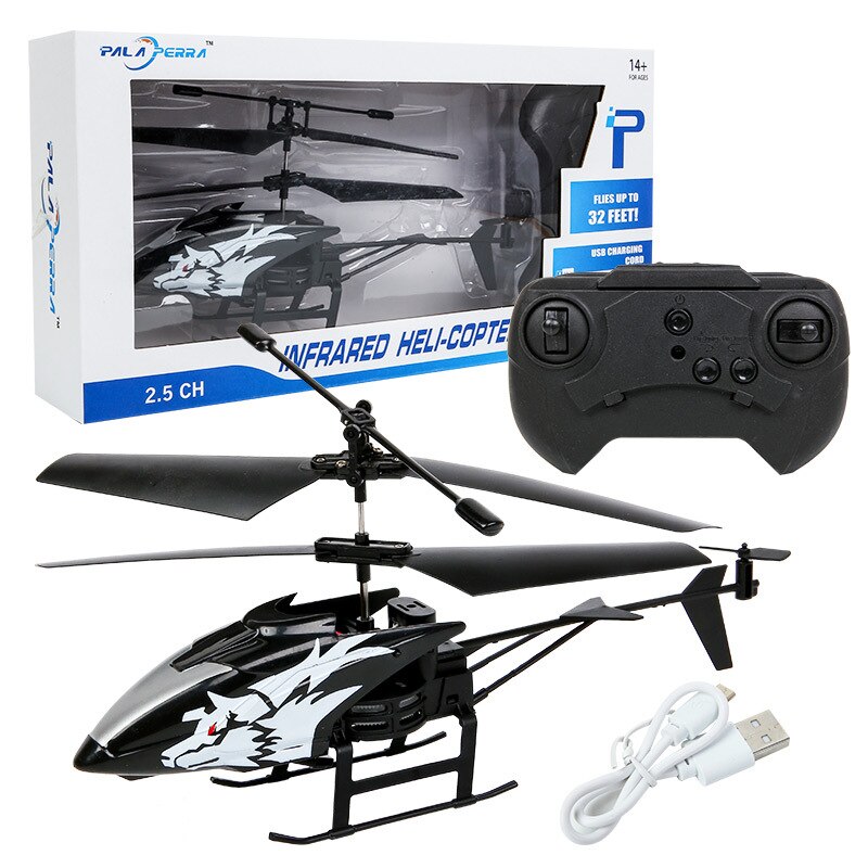Helicóptero de juguete anticolisión con Control remoto inalámbrico de 6 estilos con 2 canales con caja de para niños y adultos: Wolf(color box)