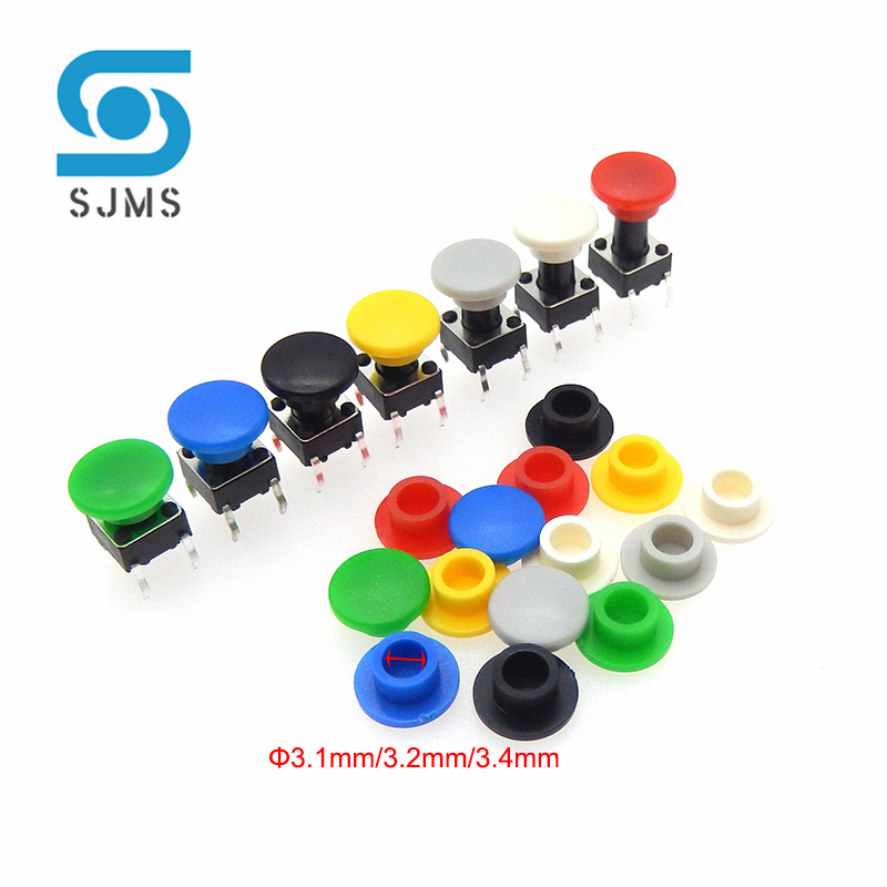 50 Stuks Tactiele Drukknop Cap A29 Schakelaar Knop Hoed Diameter 8mm Binnenste Gat id 3.1/3.2/3.4mm Voor 6*6mm Tact Micro Schakelaar