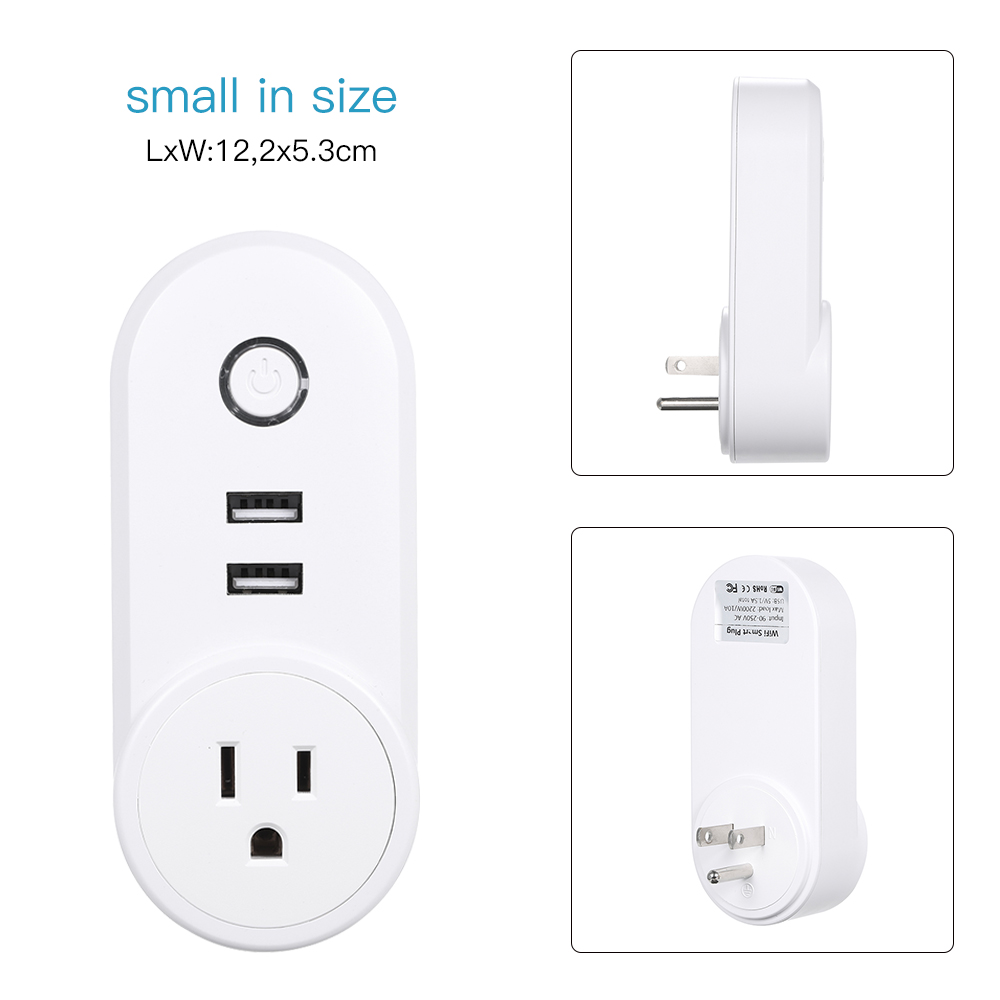 Smart WiFi Socket Smart Plug Dual USB Charging Port 10A Timer Power APP Remote Control Timers
