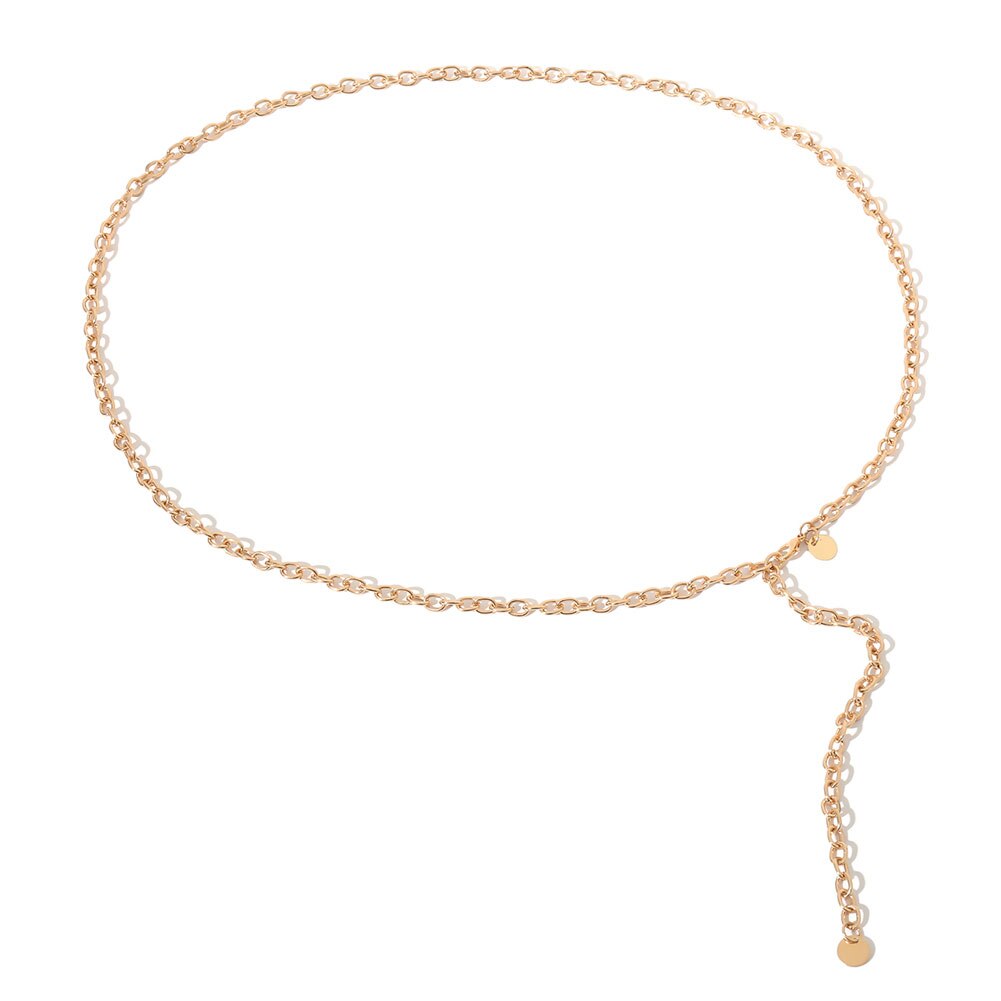 US Women Narrow Metal Skinny Chain Belt Hip Waist Gold Waistband Dress Fine waist chain