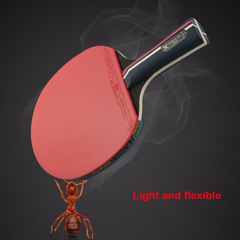 Karbonfiber bordtennisracket huieson ping pong flaggermusblad horisontalt grep gummi pingpong racket