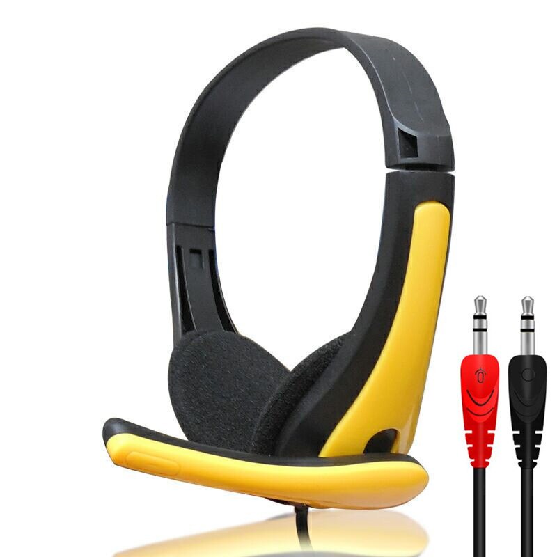 JTKE 3.5mm Over-ear Gaming Headphones Stereo Earphones Red Yellow Blue Headset With Microphone For Laptop PC Computer Tablet: yellow