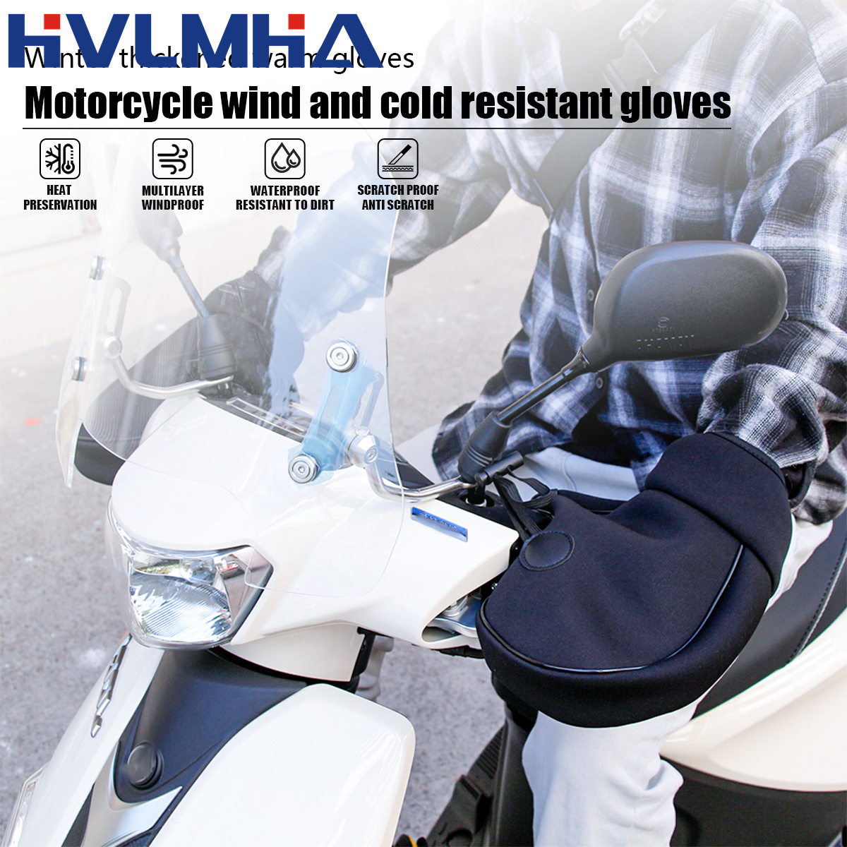 Motorfiets Dik Warm Stuur Mof Waterdichte Scooter Grip Handvat Bar Mof Winter Beschermende Warmer Thermische Dekking Handschoenen