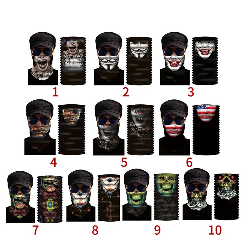 Bufanda de deporte para pesca en bicicleta, gorro sin costuras 3D, Bandanas para el cuello de Calavera, bufanda mágica a prueba de viento, bufanda para senderismo, polaina para el cuello, 1 ud.