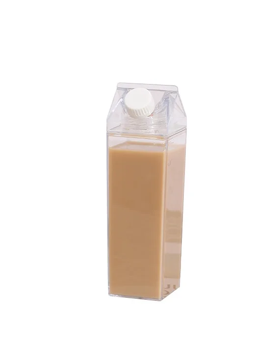 500ml/1000ml mælkekarton vandflaske, bpa fri plastik bærbar boks til juice: 500ml
