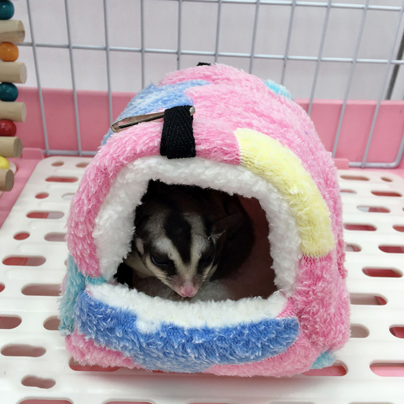 NOMOR Hamsterhuis Warme Zachte Bedden En Huizen Knaagdier Kooi Gedrukt Hangmat voor Ratten Katoen Cavia Accessoires Klein Dier: L / SCARLET