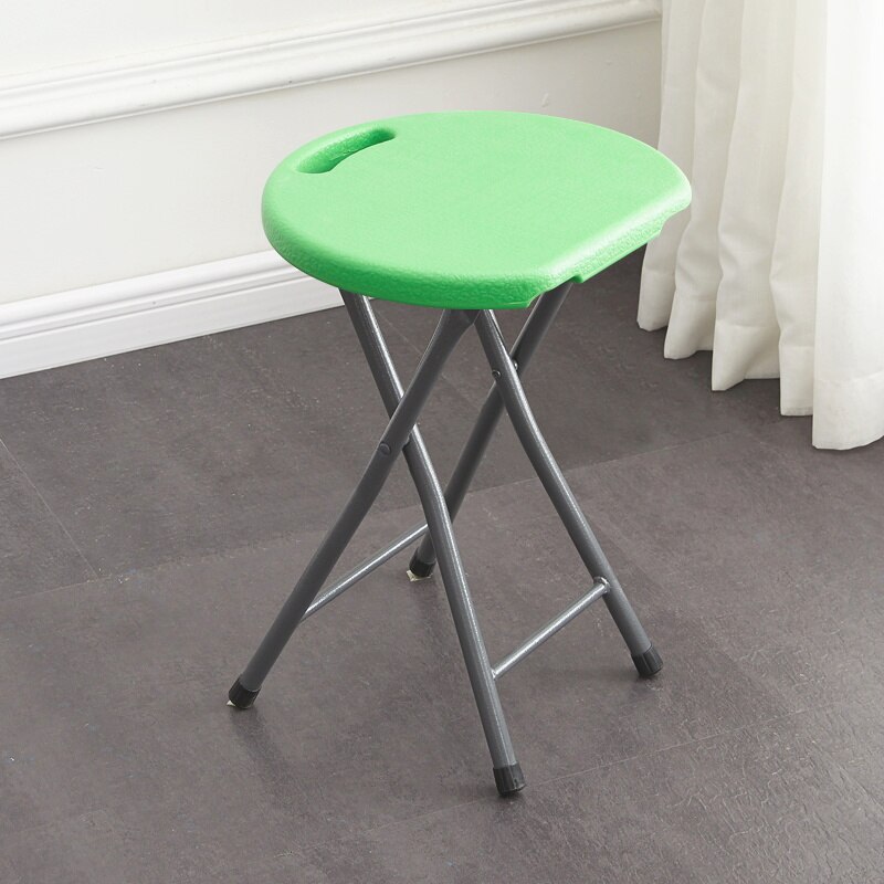 Thickened Plastic Folding Stool Household Living Furniture Round Restaurant Folding Chair Multifunctional Outdoor Portable Seats: Light green