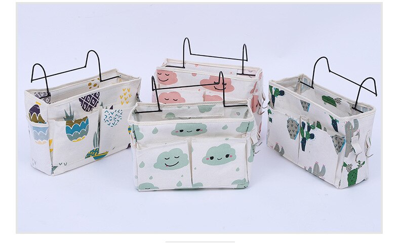 Bedside Storage Bag Crib Bed Side Pouch Hanging Organizer Nappy Holder Pockets Crib Accessories Bag Storage Holder Bed Organizer