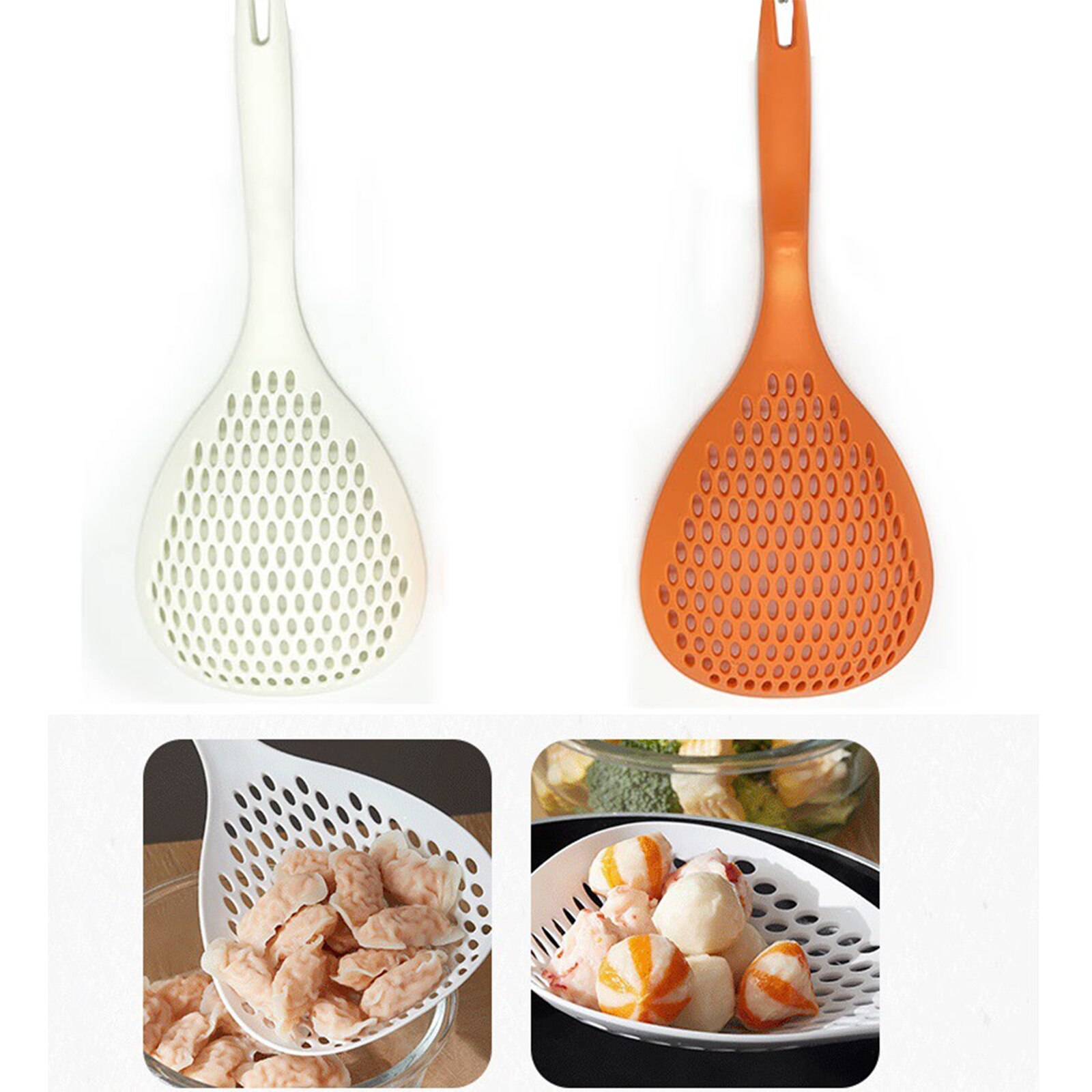 35x14cm Japanese Style Colander Plastic Dumpling Slotted Skimmer with Handle Tablespoons Kitchen Gadget Home