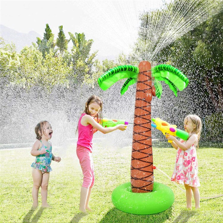 PVC Inflatable Water Spraying Coconut Tree Children&#39;s Outdoor Water Toys Lawn Dinosaur Sprinkler Mat Kids Outdoor Play Water Toy