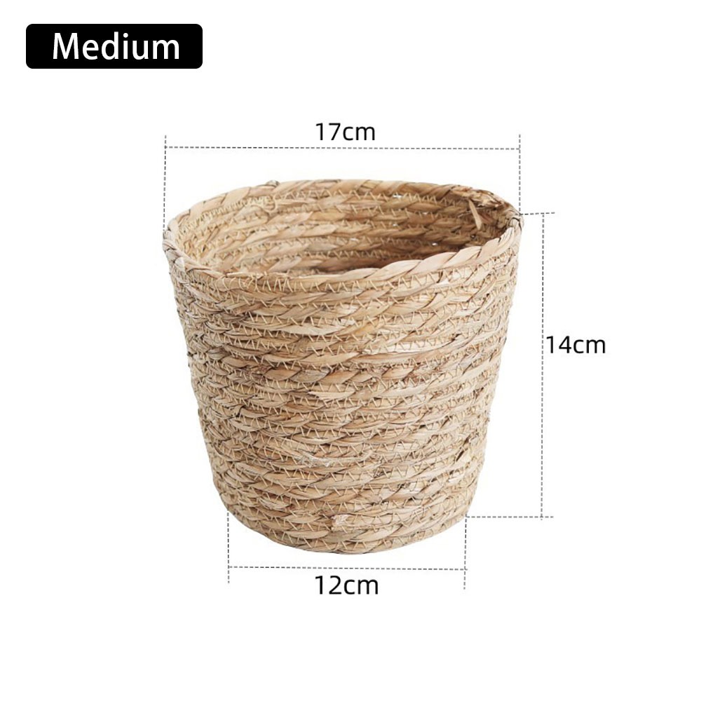 1 Stuks Mini/S/M/L Gras Geweven Bloempot Voor Tuinterrassen Kleine Plant Bloemenmand Zaailing Containers Planter Mand: Rood