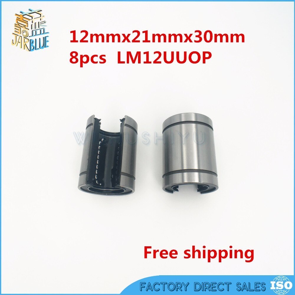 8 st/lot  lm12 uuop 12mm öppna linjära kullager 12 x 21 x 30 mm linjära lager bussning linjärt rörelselager