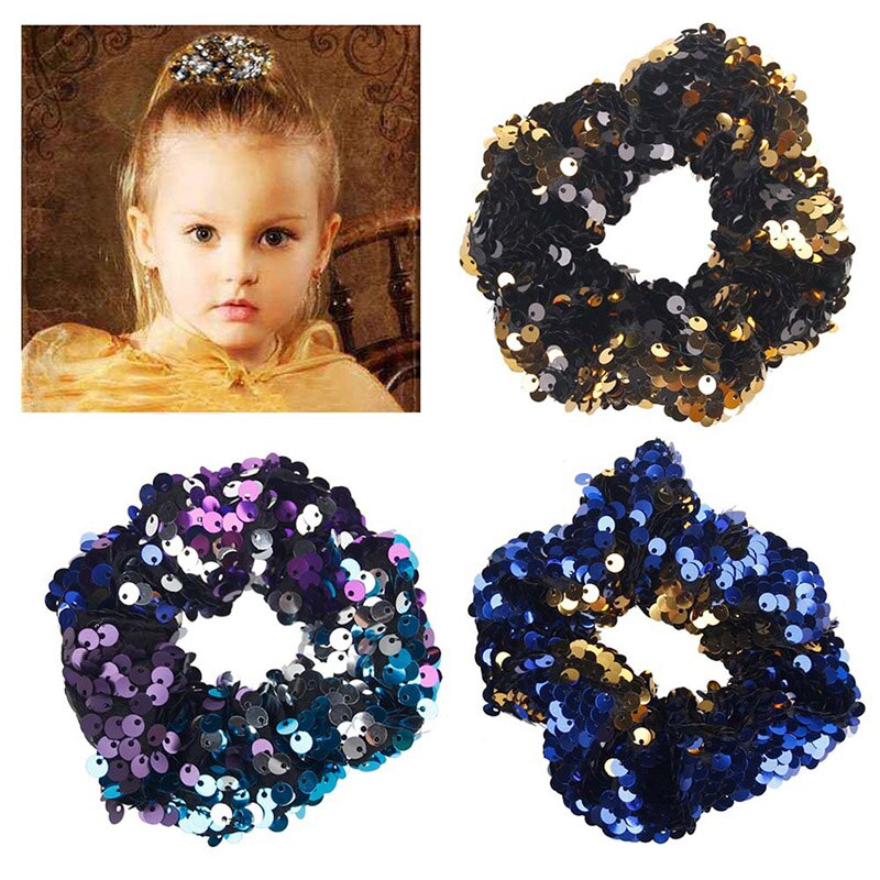 Meisjes Pailletten Haar Tie Ring Mermaid Glitter Elastische Haarbanden Kids Vrouwen Gom Voor Haar Accessoire Rubber Paardenstaart Houder Scrunchy