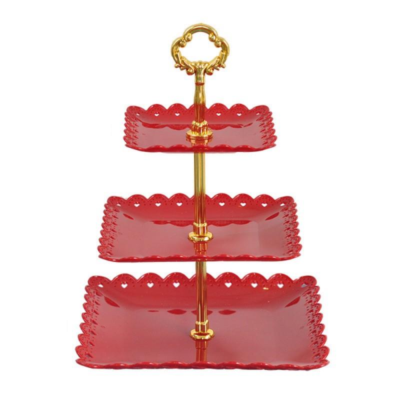 Europese Stijl Fruit Trays Plastic Dessert Snoep Snack Fruite Brood Cookie Lade Voor Thuis Woonkamer Servies Schotel En: red