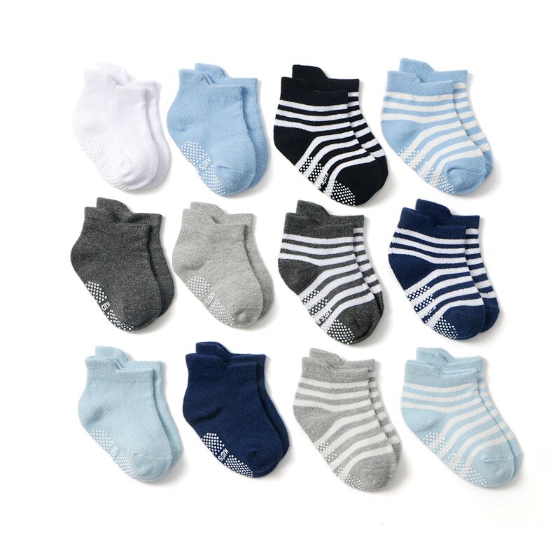 6/12Pairs Lente Herfst Baby Jongens Sokken Mesh Katoen Zachte Kinderen Tollder Sokken Met Rubberen Zolen Baby Baby anti-Slip Vloer Sokken