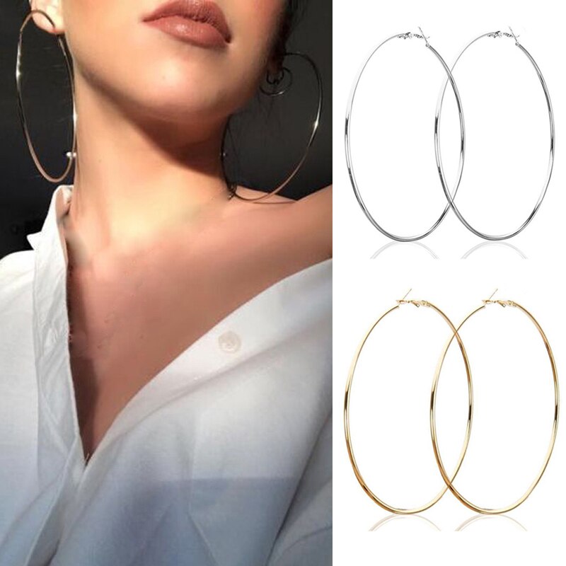 Mode Grote Hoepel Oorbellen Geometrische Verklaring Earring Voor Vrouwen Hypoallergeen Goud Grote Ronde Oor Ringen Sieraden 2020Hot