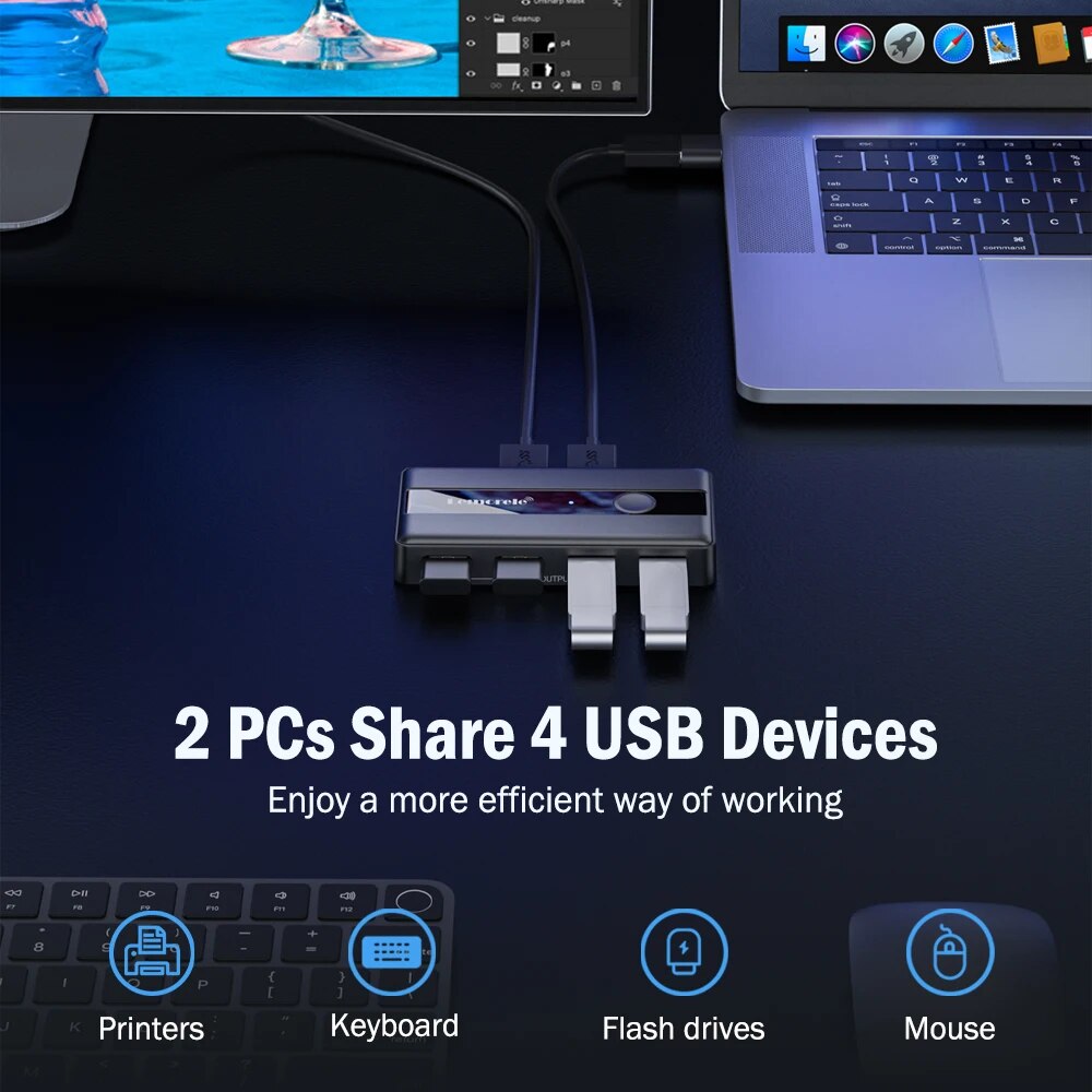 USB KVM Switch Adapter USB 3.0 Switcher 2 Eingänge 4 Ausgänge USB Switch KVM Switcher Drucker Sharer für Computertastatur