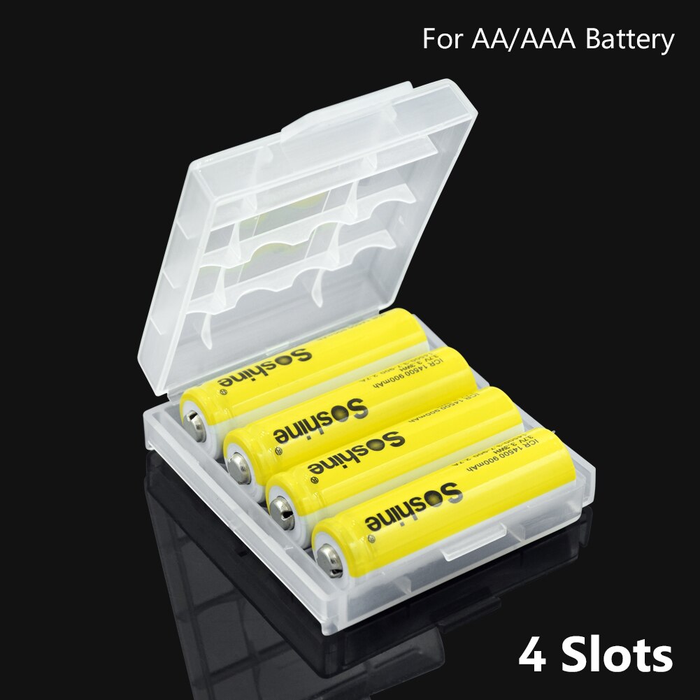 Aufbewahrungsbox für aaa/aaa-batterien, hartplastik, halbtransparent, mit clips für 2/4/8x aaa/aaa-batterien, wiederaufladbar: 4x aa aaa