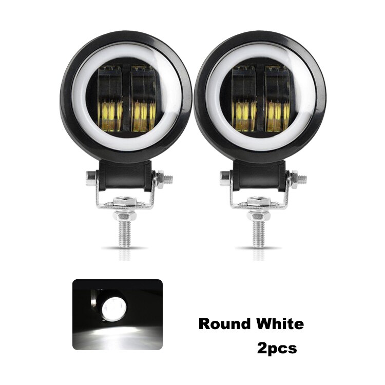 Anmingpu 2x 3 " 20w led enkeli silmät työvalopalkki maastoon 12v 24v kohdevalopalkki yövalopalkki kuorma-autoon 4 x 4 veneeseen mönkijään autoon sumuvalo: 2pc pyöreää valkoista