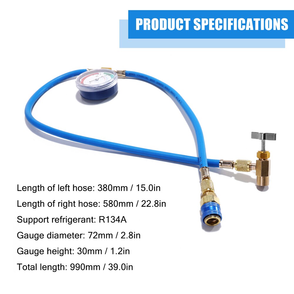 AC R134A Refrigerant Hose Pressure Gauge Kits Car Auto Air Conditioning Refrigerant Recharge Measuring Hose Gauge Kit