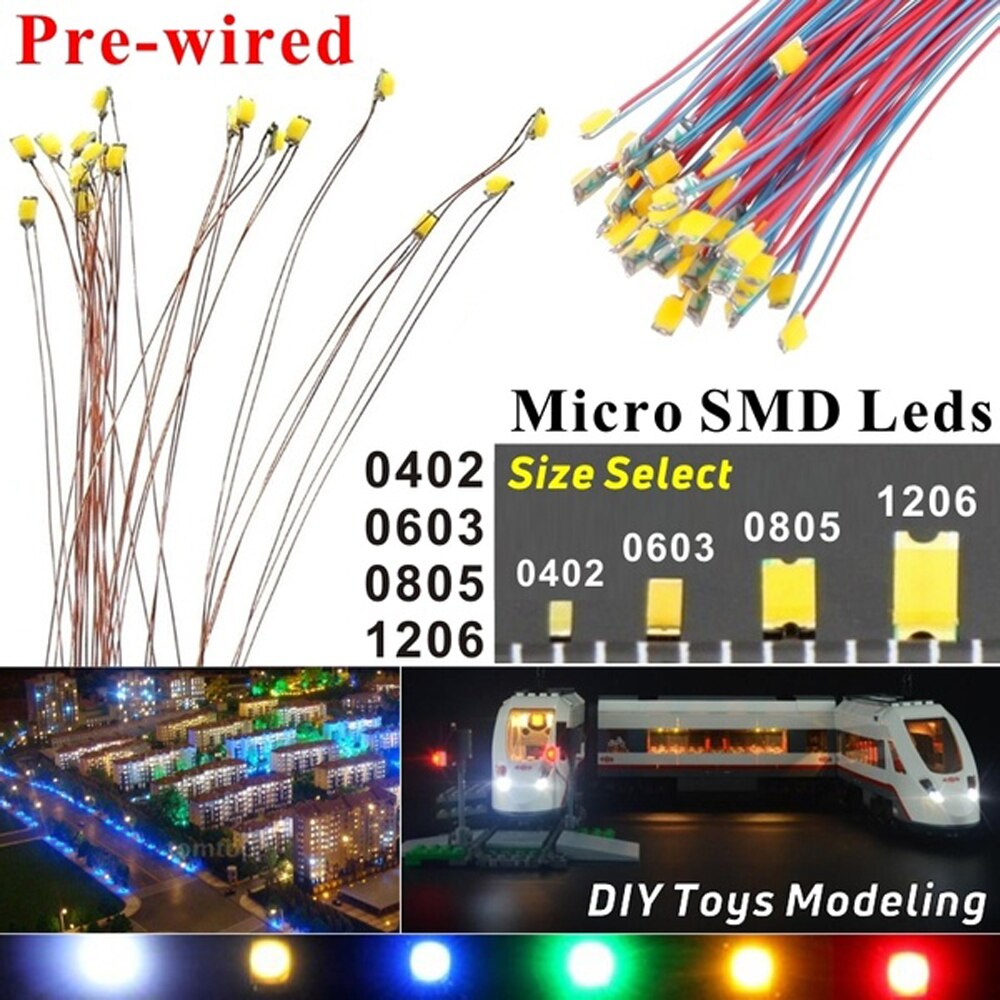 5 stücke 1,5 K widerstand 0402 SMD modell zug ho N OO skala Vor-gelötet Mikro litz verdrahtete LED führt drähte 20cm