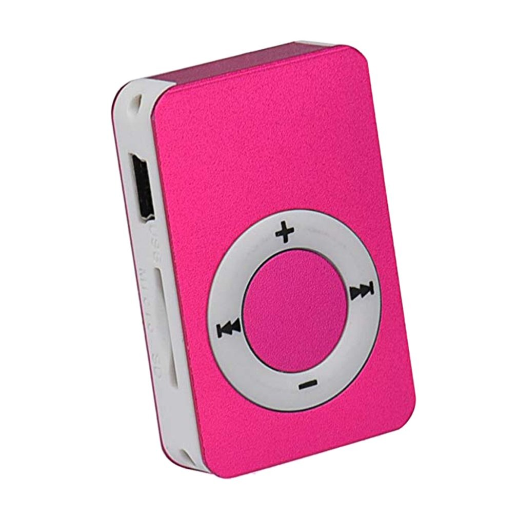 Metal Mini Clip MP3 Player Sport Digital Music Support TF Card MP3 Player USB 2.0 With 3.5mm Headphone Jack: Rose Red
