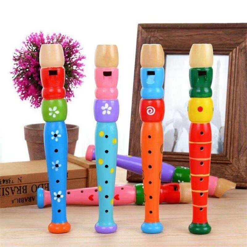 4 Pieces Childrens/beginners Wooden Cartoon Recorder for Children and Beginners