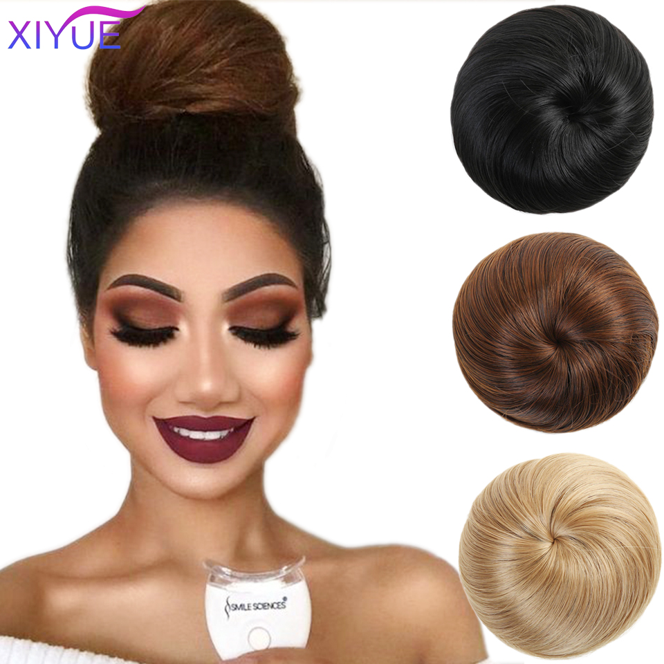Syntetisk chignon donut gary brun farve hår bollepude elastisk hår reb gummibånd hårforlængelser på hestehale