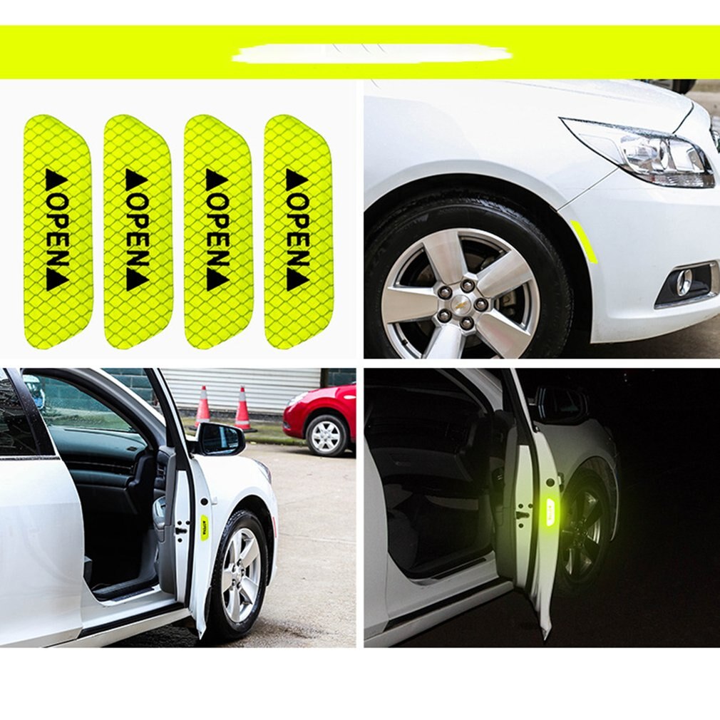 4 Stks/set Auto Styling Waarschuwing Auto Sticker Aangebracht Op De Deur Veiligheid Te Openen De Deur Crash Veiligheidswaarschuwing Stickers reflecterende