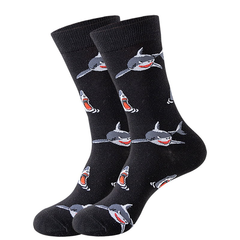 Nuevos calcetines de para hombre Harajuku japonés calcetines de dibujos animados felices caballito de mar cangrejo camarones calcetines de Coral tendencia medias masculinas calcetines divertidos: Rojo azul