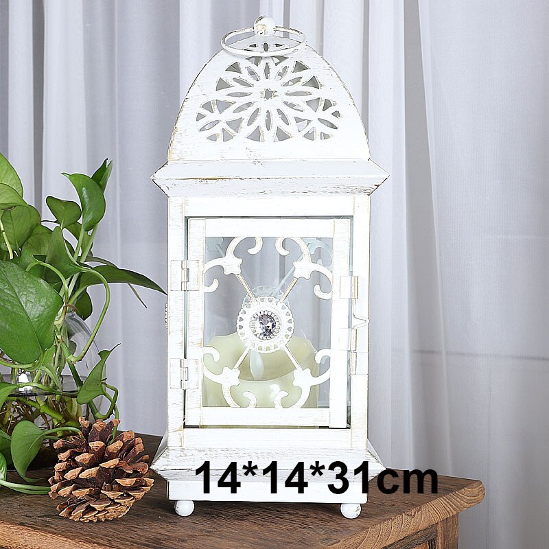 Smeedijzeren glazen retro kaarsenhouder tuin vloer buiten winddichte lamp grote draagbare lamp bruiloft lamp decoratie ornamenten: 4- liter