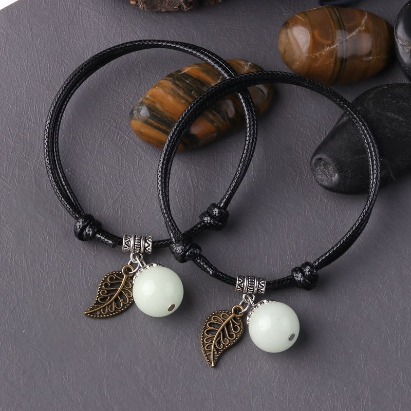 Moda luminosa grânulo folha pingente pulseira homens trançado corda corrente casal o ano de nascimento pulseira para mulher estudante jóias