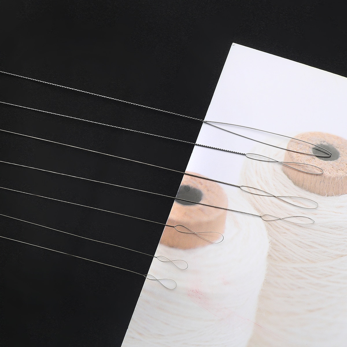 2 pçs de aço inoxidável olho grande 0.15-0.7mm agulha de miçangas para rosqueamento corda jóias pulseira colar que faz pinos de ferramenta diy