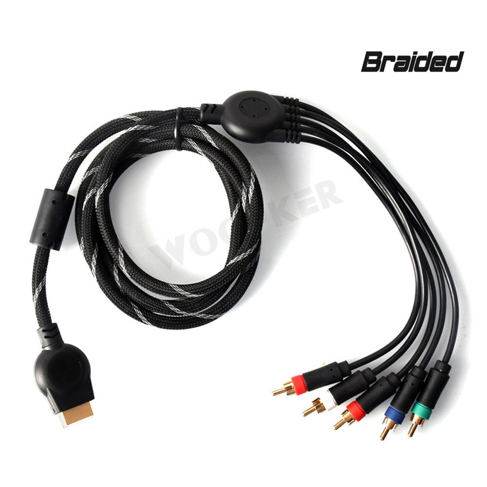 Cable de salida AV multicomponente para PlayStation 2, 3, PS3, PS2, Slim Fat, Cables trenzados, 1,8 m/6 pies: Braided