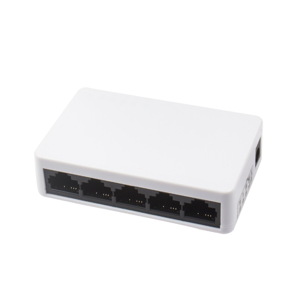 RJ45 Netwerk Switch 5 Poorten Fast Ethernet 10/100Mbps Lan Switcher Hub Met Power Adapter Voor Pc Desktop