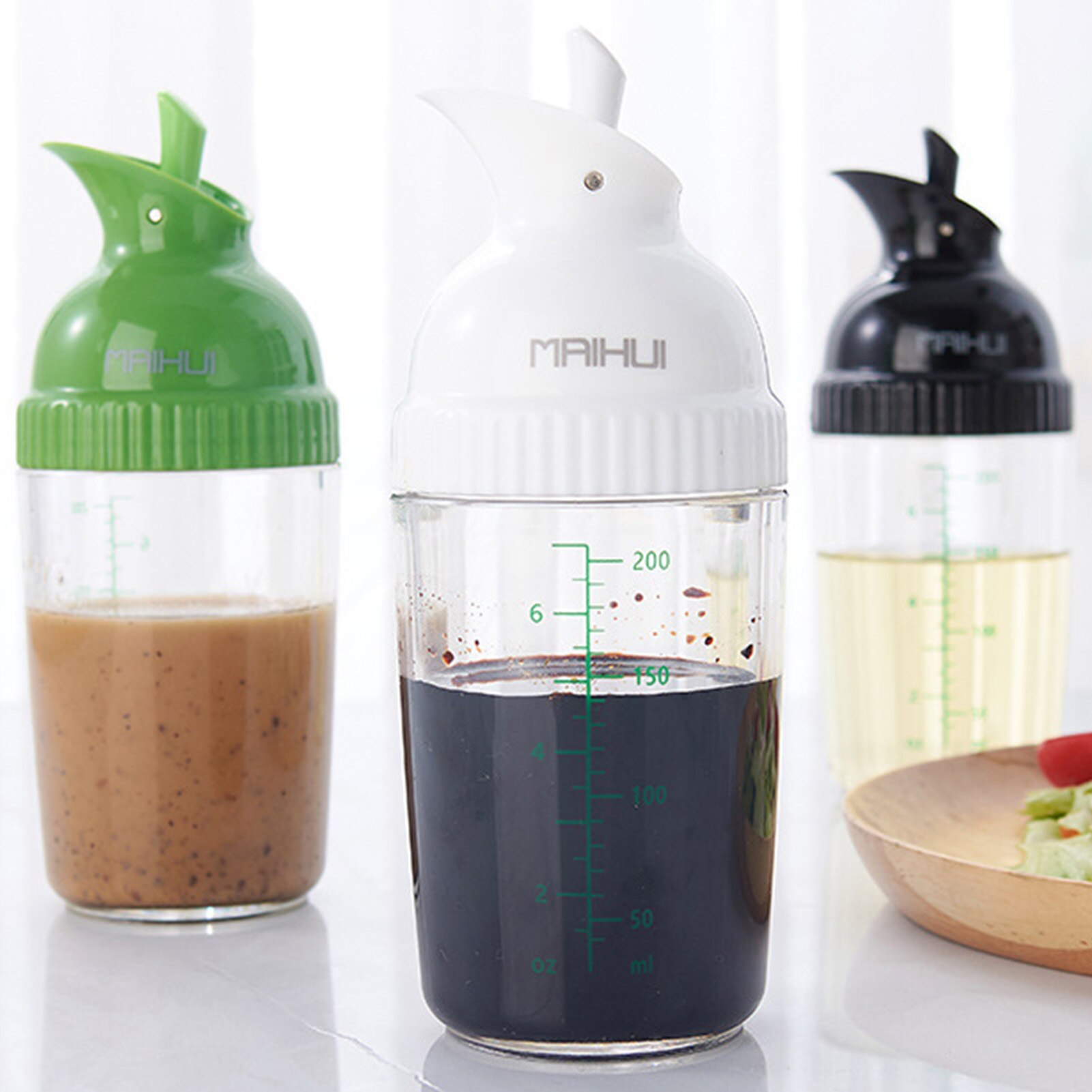 Salad Dressing Shaker Olive Oil Dispenser Bottle With Scale Transparent Kitchen Sealed Leakproof Soy Sauce Pot Sauce Container