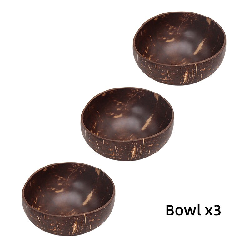 Vaisselle vajilla de coco de ramen, cuencos completos de platos, bol frutero, vajilla de madera, platos de cocina, fideos completa de platos frutero tazones ensaladera aperitivos para comer pipas y cascaras cáscaras: 3 bowl