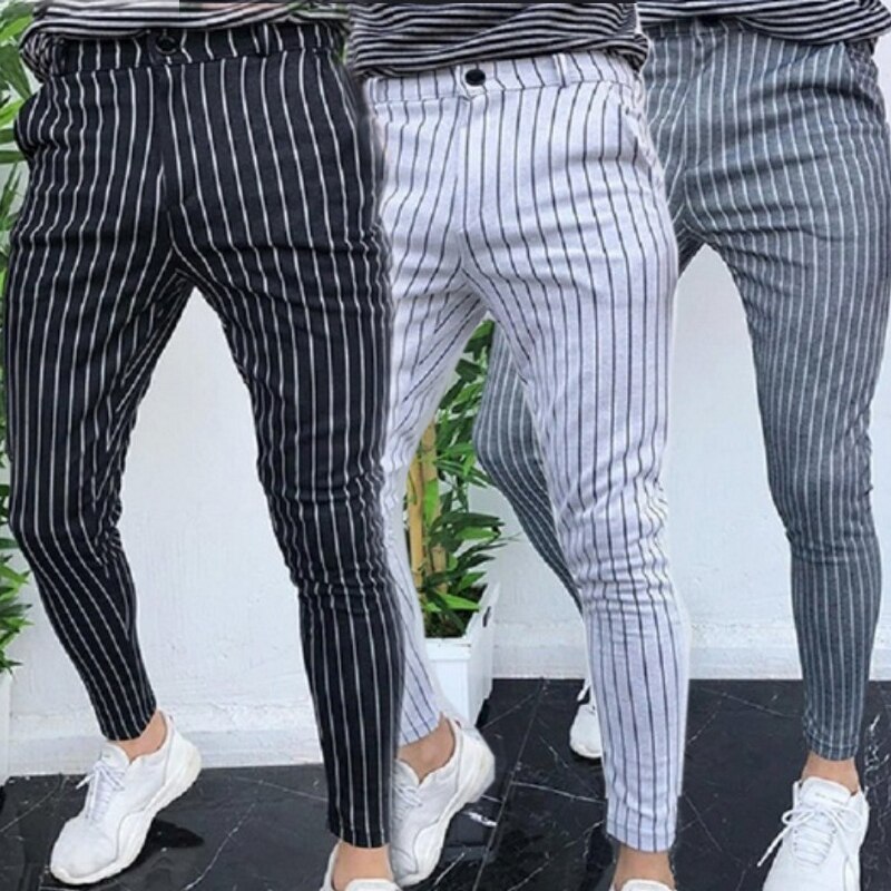 Plus size herrebukser stribede elastiske afslappede blyantbukser luksus mærke tøj bukser sweat pants til mænd street
